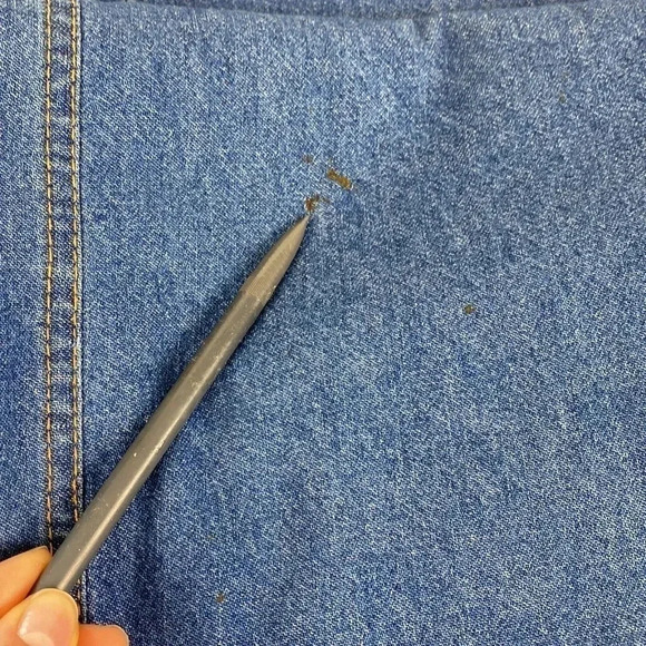 Cat lover Vtg denim short sleeve scoop neck embroidered side slit maxi dress XXL - Picture 9 of 17